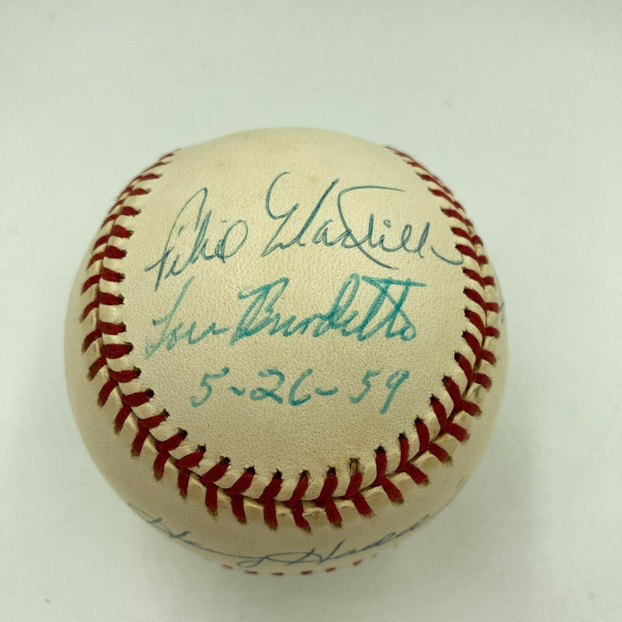 Harvey Haddix 1959 Perfect Game Participants Signed Baseball Hank Aaron JSA COA