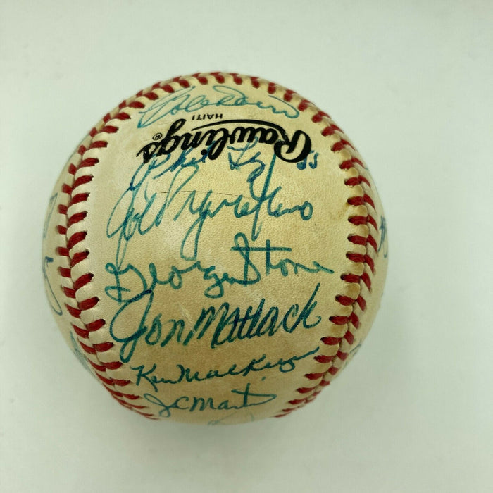 Willie Mays 1980's New York Mets Old Timers Day Signed Baseball With Legends