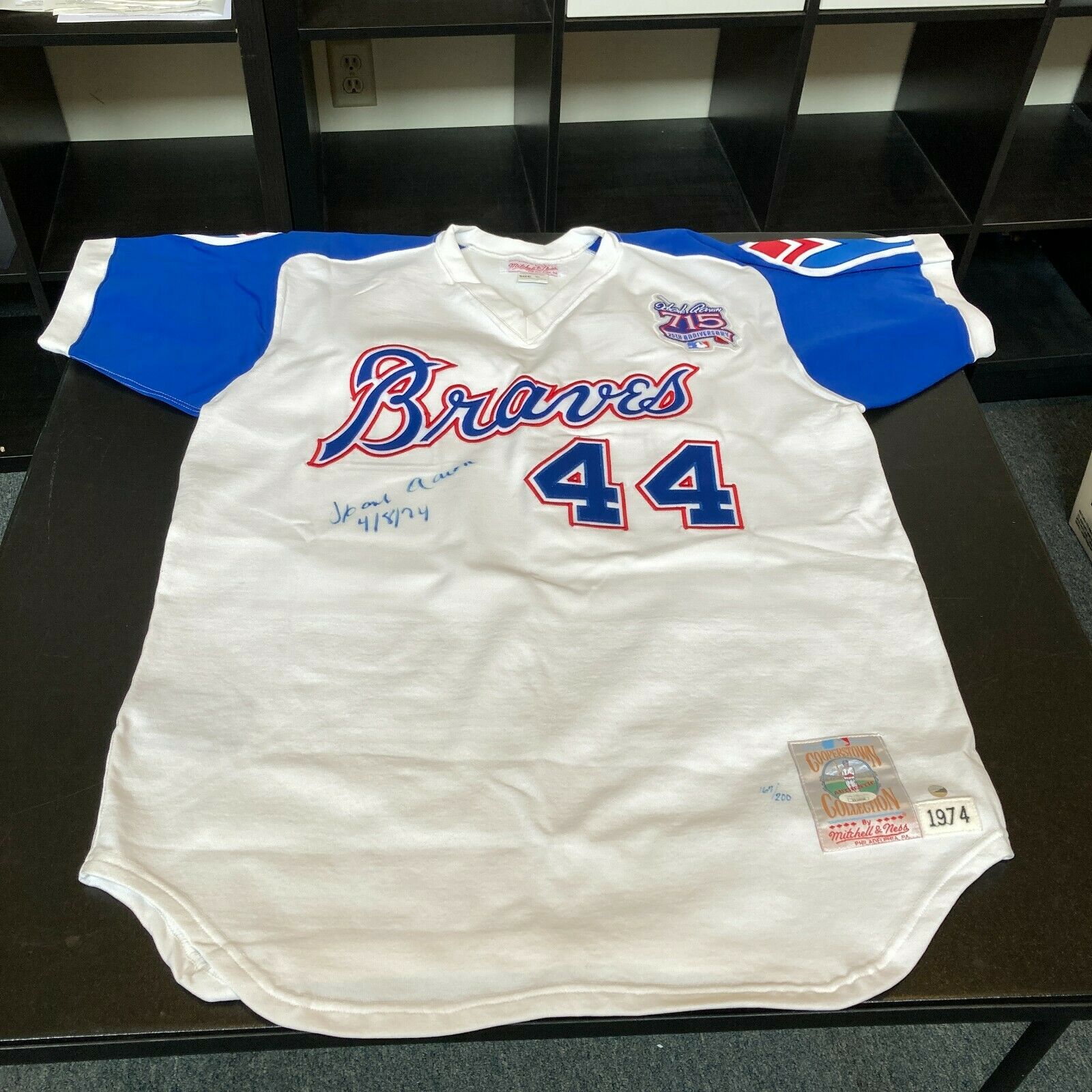 Hank Aaron Atlanta Braves Autographed Mitchell and Ness 1974