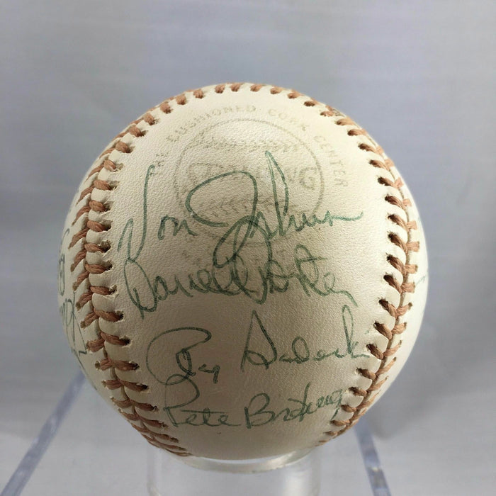 Beautiful 1976 Milwaukee Brewers Team Signed Baseball Hank Aaron Yount JSA COA