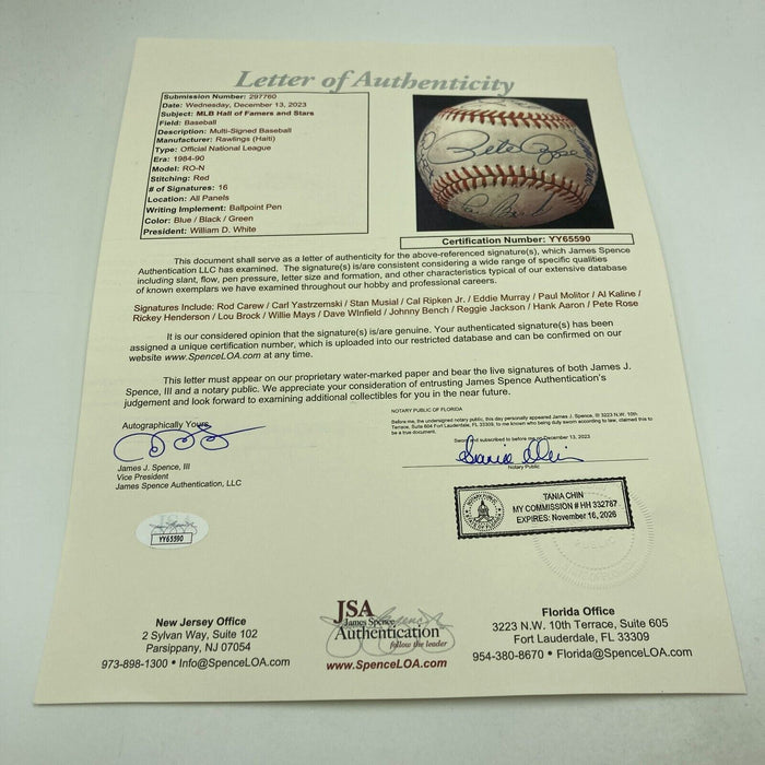 Hank Aaron Willie Mays 3,000 Hit Hall Of Fame Multi Signed Baseball JSA COA