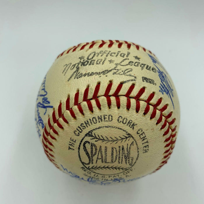 Beautiful 1960 Chicago Cubs Team Signed Baseball Ron Santo Lou Boudreau JSA COA