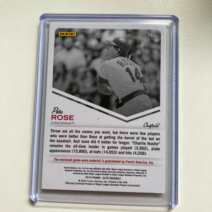2015 Panini Donruss Elite Pete Rose #10/10 Game Used Jersey Patch Card