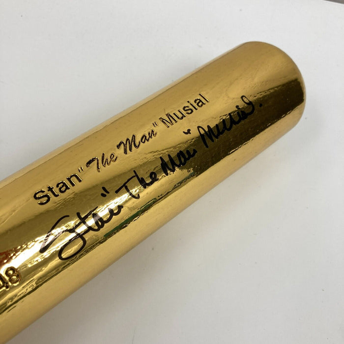 Beautiful Stan Musial 1943, 1946, 1948 MVP Signed Gold Baseball Bat JSA COA