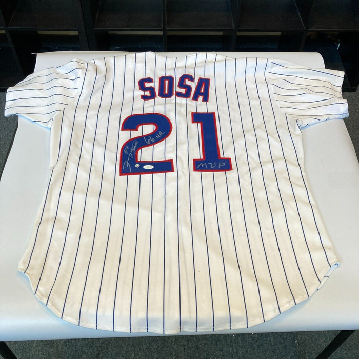 Sammy Sosa 66 Home Runs MVP Signed Chicago Cubs 1998 Game Model Jersey JSA COA