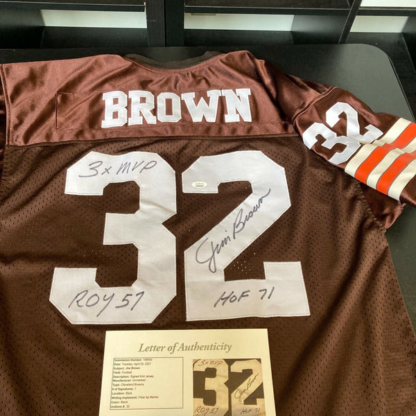 Jim Brown "ROY 1957 3X MVP HOF 1971" Signed Cleveland Browns Jersey JSA COA