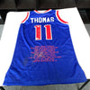 Isiah Thomas Signed Detroit Pistons STAT Jersey JSA COA DAMAGED