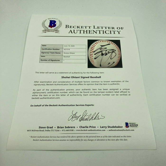 Shohei Ohtani Pre Rookie Japanese Signed Baseball Huge Sig With Beckett COA
