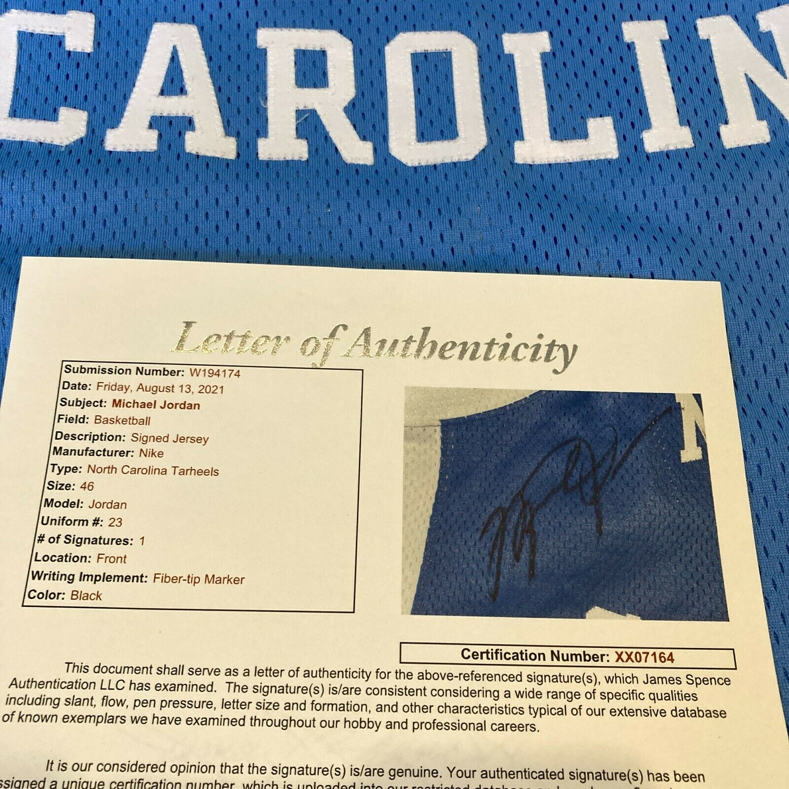 Michael Jordan Autographed Signed Authentic North Carolina Tar Heels Jersey  JSA COA