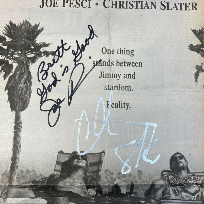 Joe Pesci & Christian Slater Signed Jimmy Hollywood Newspaper Poster