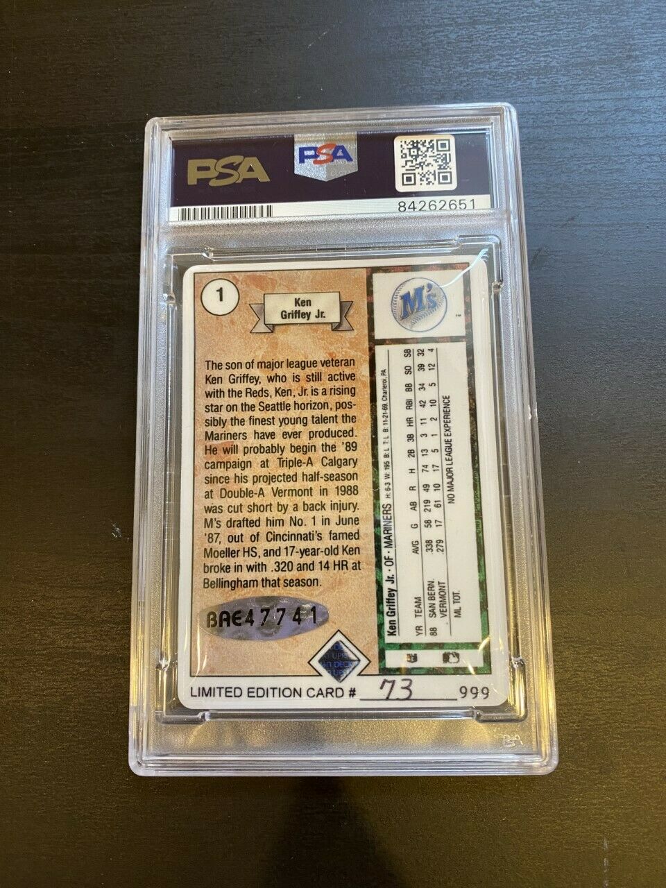 1989 Upper Deck Ken Griffey Jr. RC Signed Porcelain Baseball Card PSA Showpieces Sports 1989 Upper Deck Ken Griffey Jr. RC Signed Porcelain Baseball Card PSA Showpieces Sports
