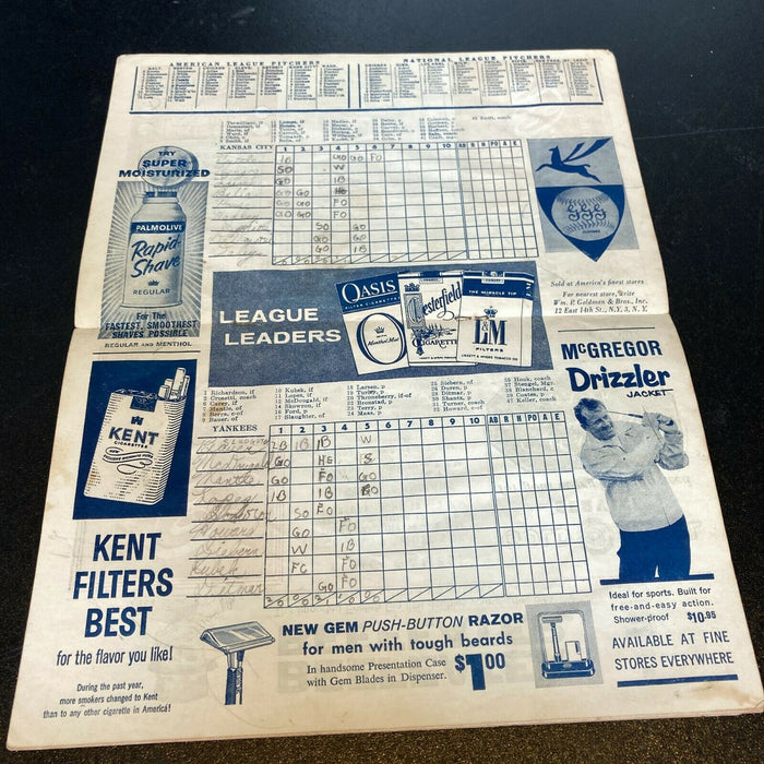 Johnny Kucks Signed Autographed 1950's New York Yankees Scorecard