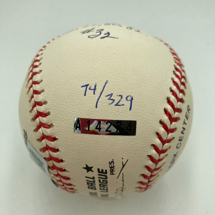 Steve Carlton Signed Heavily Inscribed STAT National League Baseball Beckett