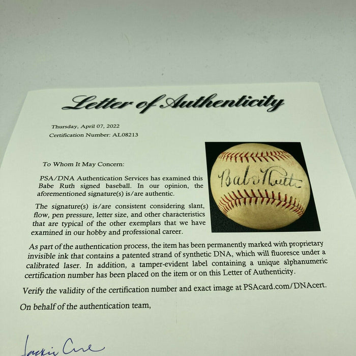 Stunning Babe Ruth Single Signed 1920's Baseball With PSA DNA COA