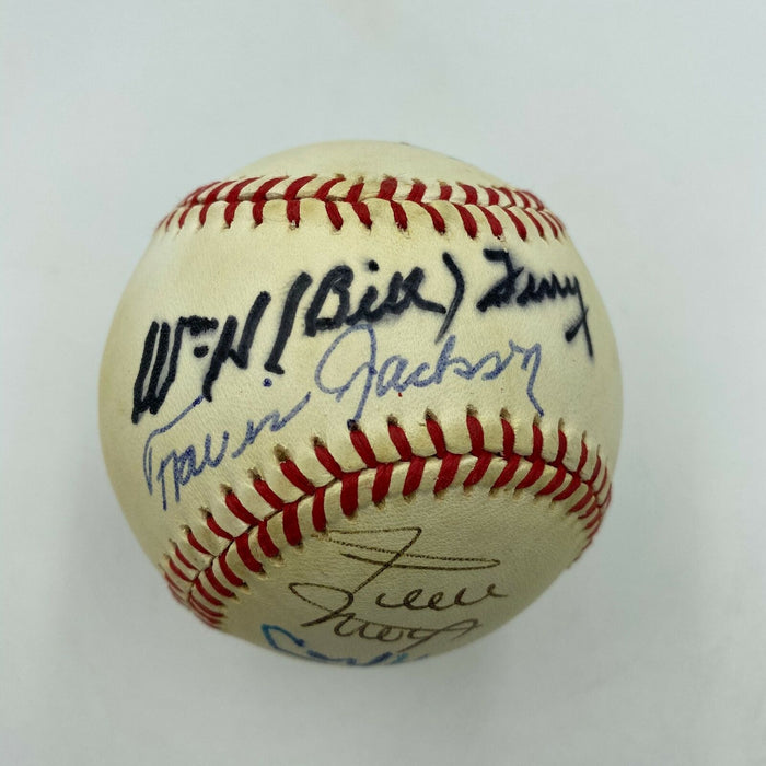 Willie Mays Travis Jackson Bill Terry Carl Hubbell Giants Signed Baseball JSA