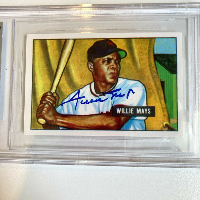 1951 Bowman Willie Mays Signed Autographed RP Rookie Card RC BGS Beckett
