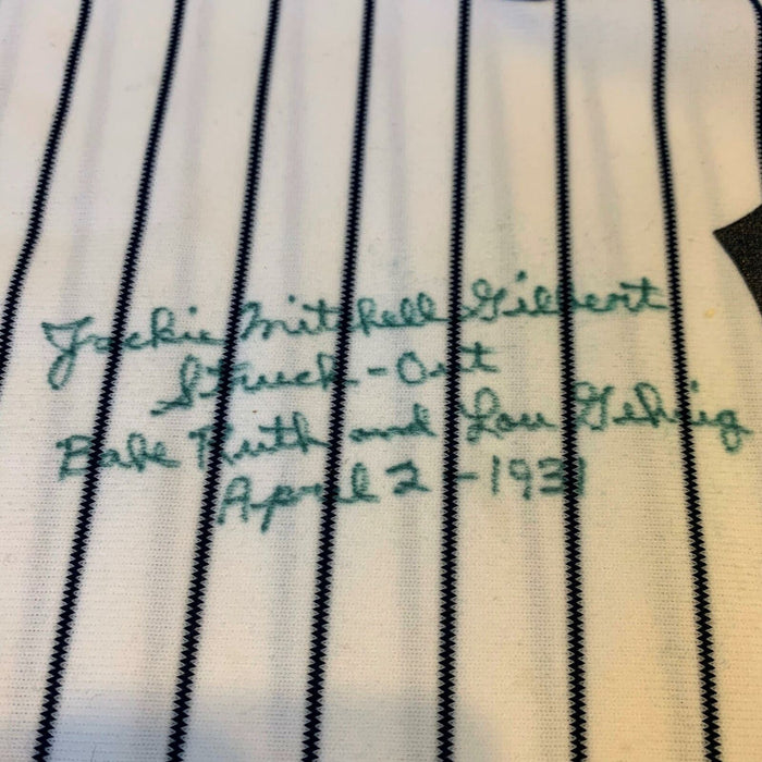 Jackie Mitchell Gilbert I Struck Out Babe Ruth Gehrig Signed Yankees Jersey JSA