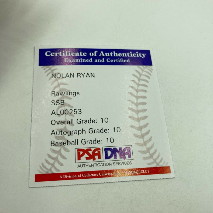 Beautiful Nolan Ryan Signed Inscribed STAT Baseball PSA DNA Graded Gem Mint 10