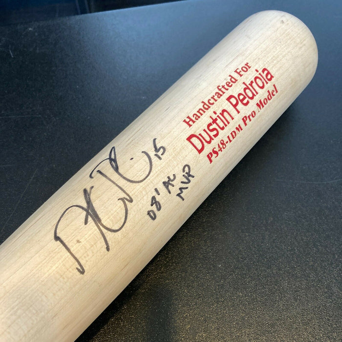 Dustin Pedroia "2008 MVP" Signed Game Used Marucci Baseball Bat PSA DNA JSA COA