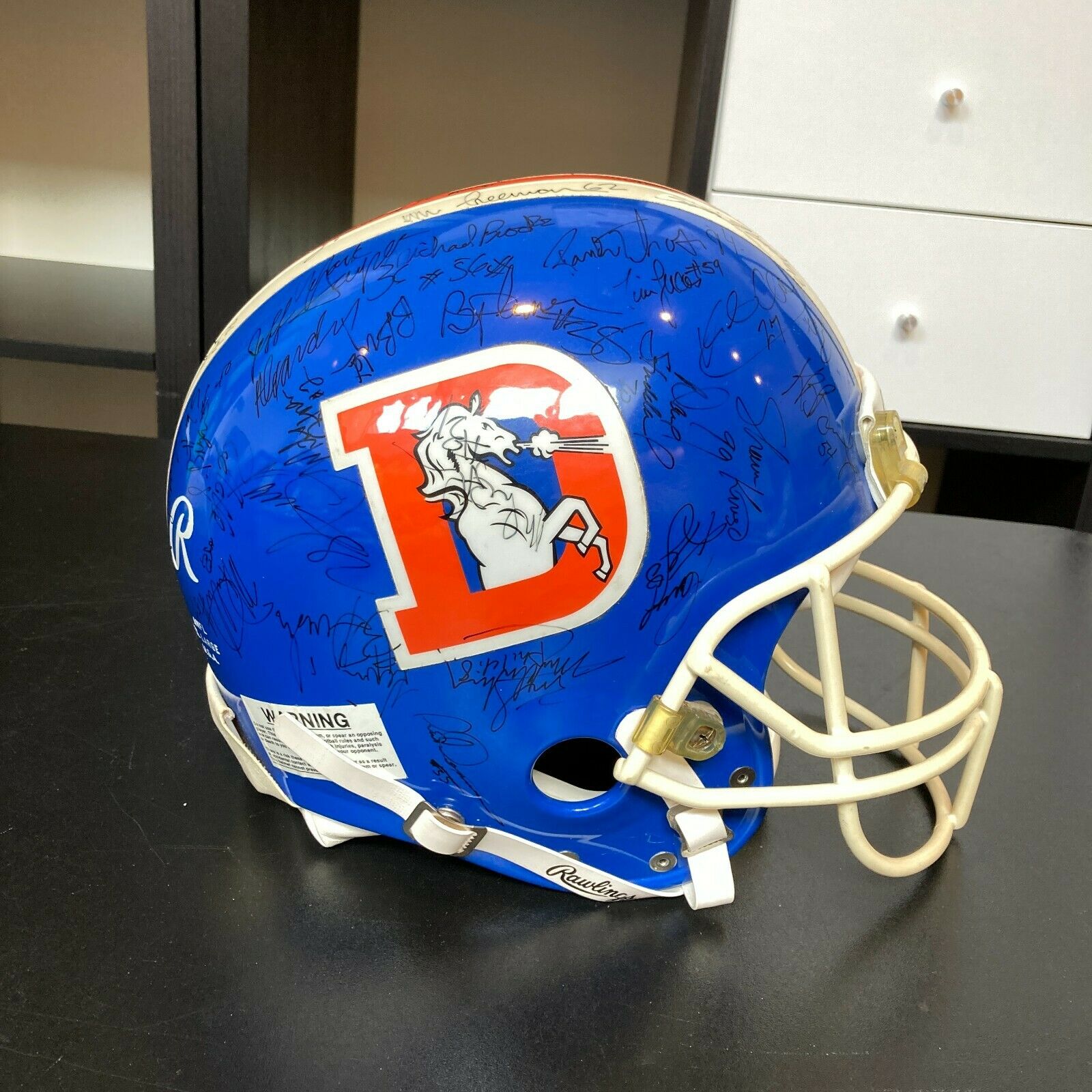 1988 Denver Broncos Team Signed Game Used Helmet With John Elway