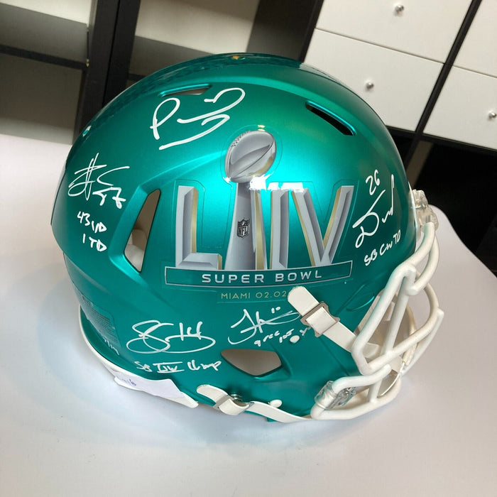 2019 Kansas City Chiefs Super Bowl LIV Champs Team Signed Helmet Fanatics COA