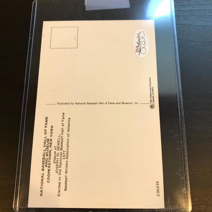 Joe Sewell Signed Autographed Hall Of Fame Plaque Postcard JSA Sticker