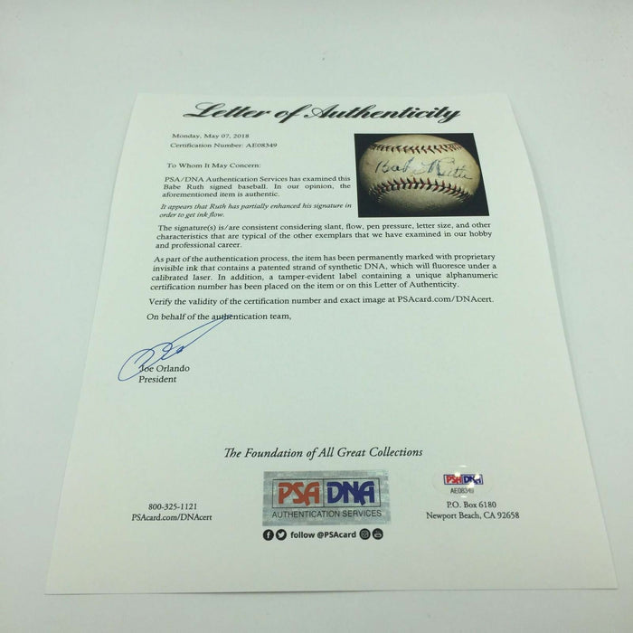 Stunning Babe Ruth Single Signed Autographed Baseball With PSA DNA LOA