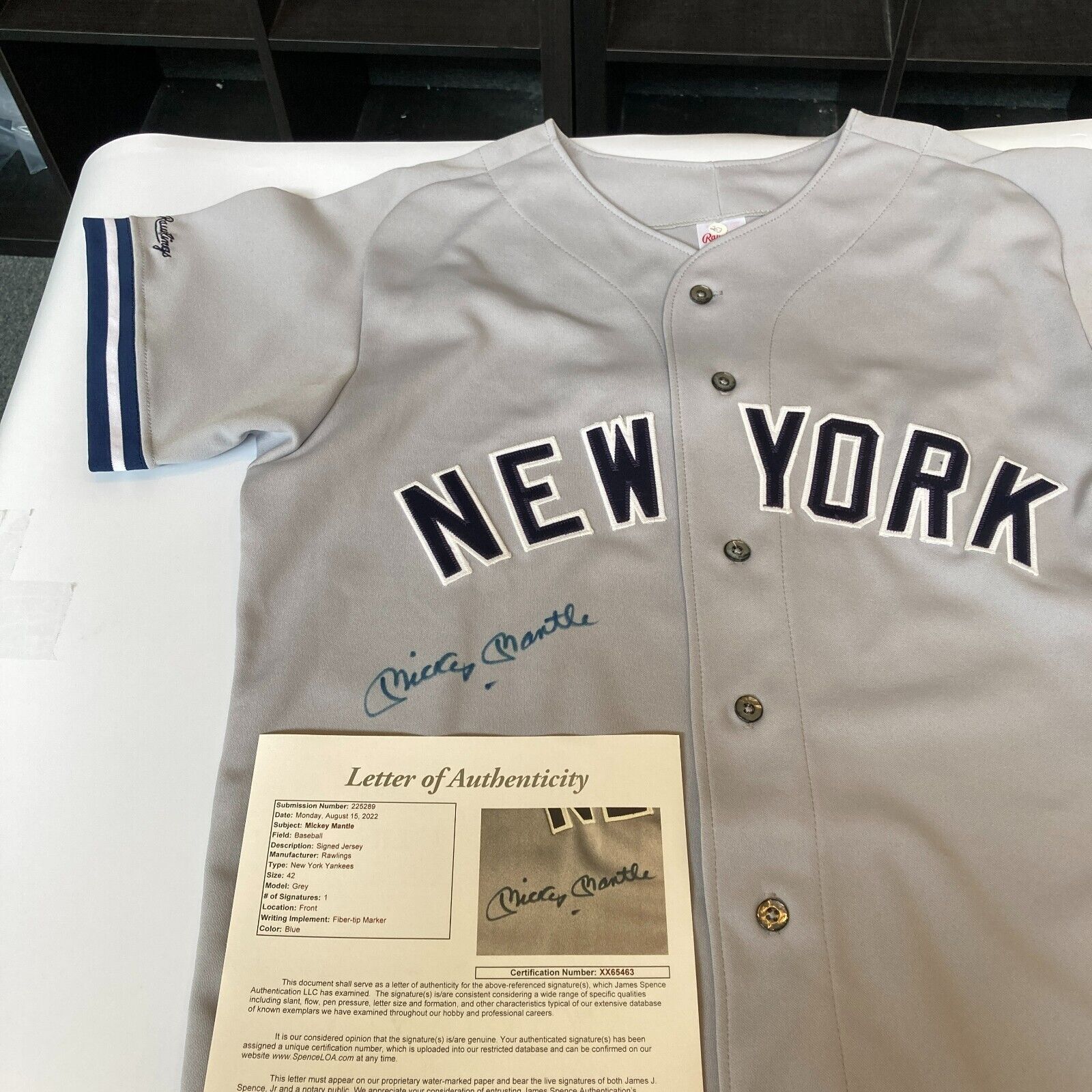 Beautiful Mickey Mantle No. 7 Signed New York Yankees Jersey UDA Upper Deck  COA