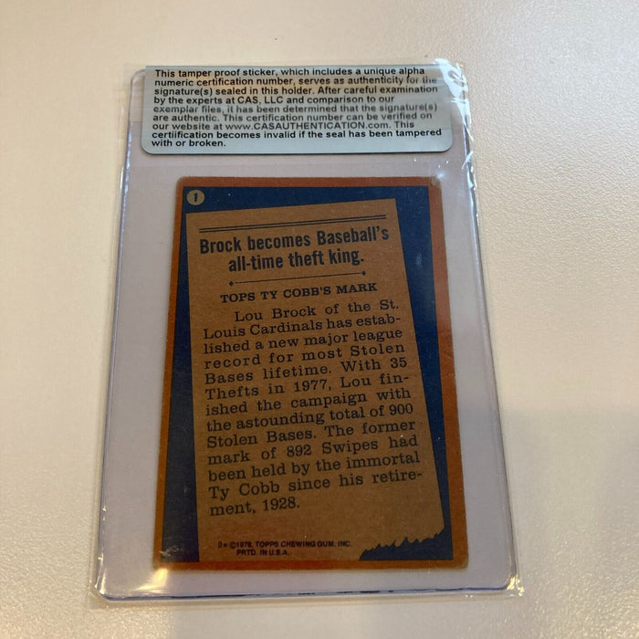 1978 Topps Lou Brock Signed Baseball Card CAS Certified Auto