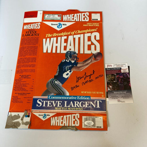 Steve Largent Signed Inscribed Wheaties Cereal Box JSA COA