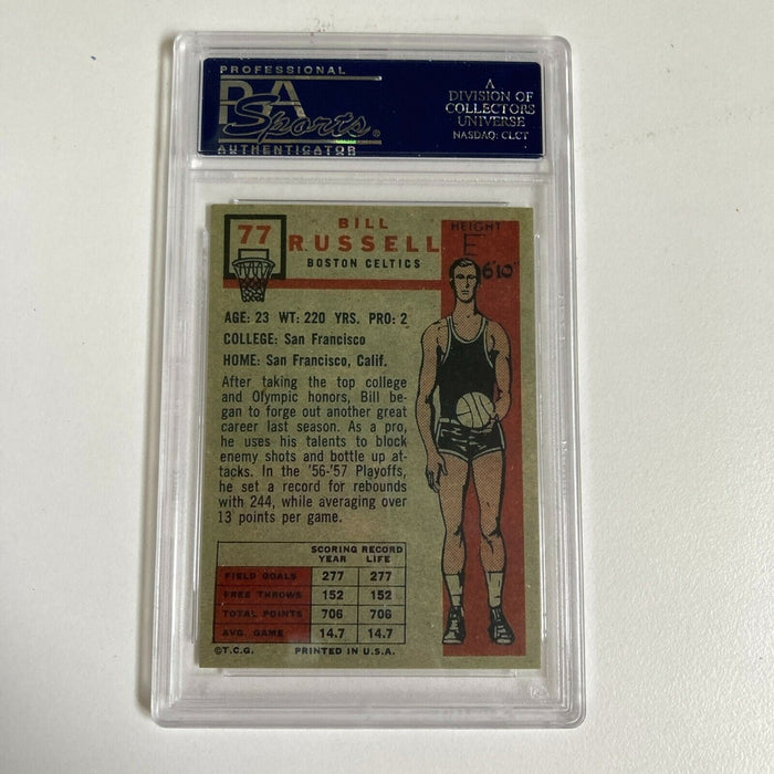 1957 Topps #77 Bill Russell Signed Autographed RP Rookie Card RC PSA DNA