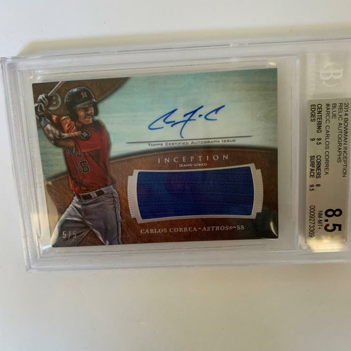 2014 Bowman Inception Carlos Correa RC Signed Auto Jersey #5/5 BGS 8.5