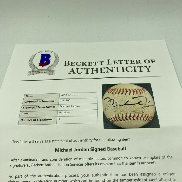 Michael Jordan Rookie Signed 1994 Minor League Game Used Baseball Beckett COA