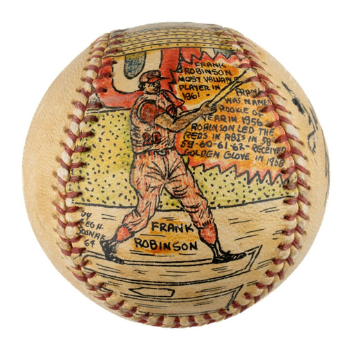 Beautiful Frank Robinson Hand Painted George Sosnak Folk Art Signed Baseball