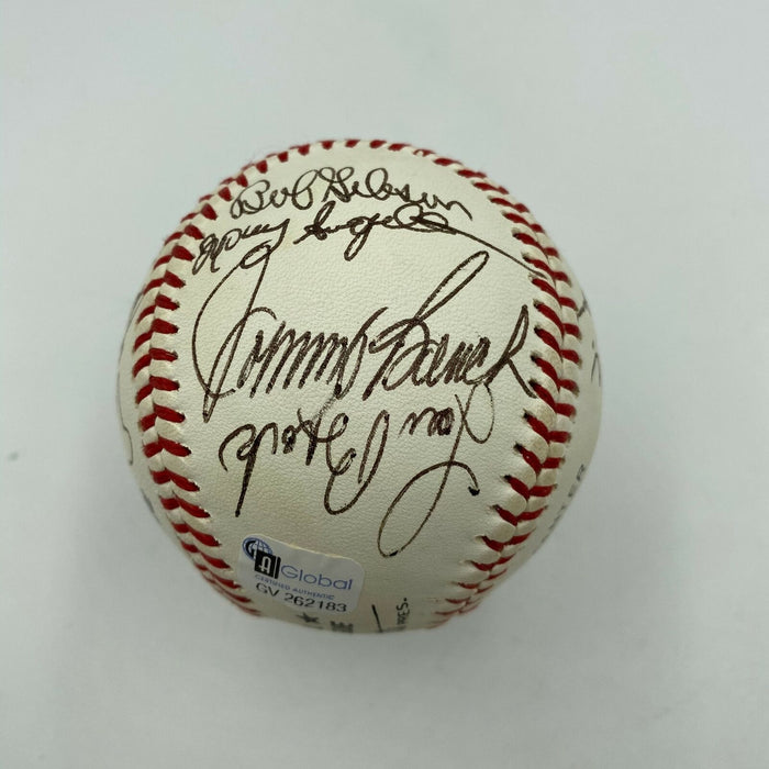 Ernie Banks Willie Stargell Bob Gibson Hall Of Fame Multi Signed Baseball JSA