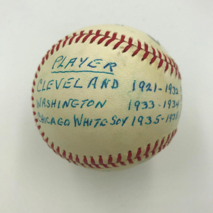 Rare Luke Sewell Signed Heavily Inscribed Career Stat Baseball With PSA DNA COA