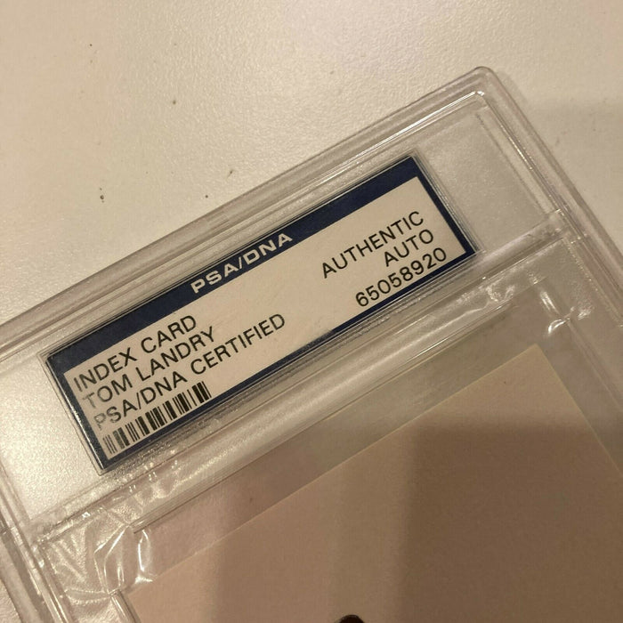 Tom Landry Signed Autographed Index Card PSA DNA COA Dallas Cowboys