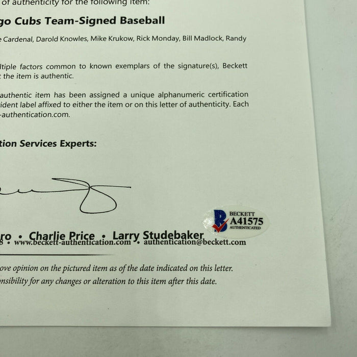 1976 Chicago Cubs Team Signed Official National League Baseball Beckett COA