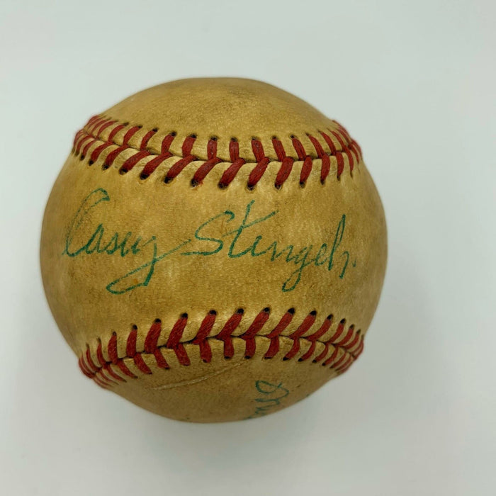 Incredible 1952 Mickey Mantle Rookie Era & Casey Stengel Signed Baseball JSA COA