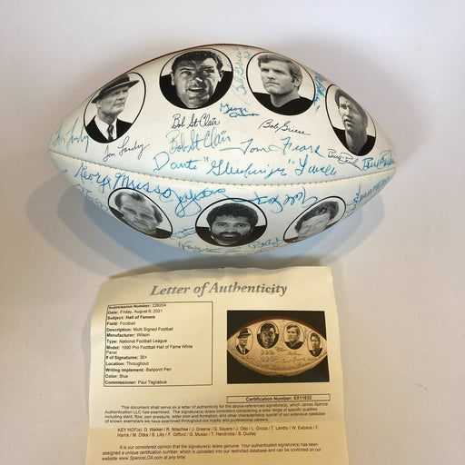 Tom Landry Buck Buchanan 1990 Hall Of Fame Induction Signed Football JSA COA