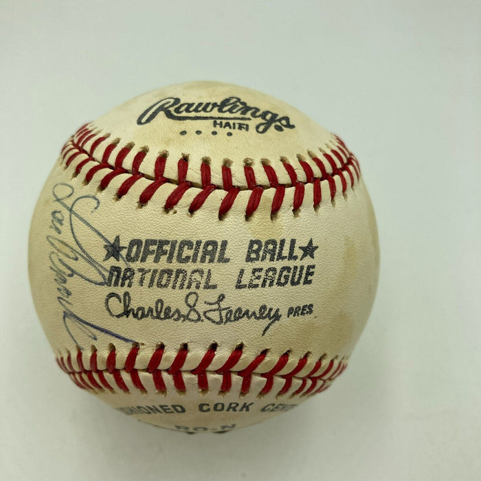 Lou Brock Signed Vintage National League Feeney Baseball Beckett Hologram