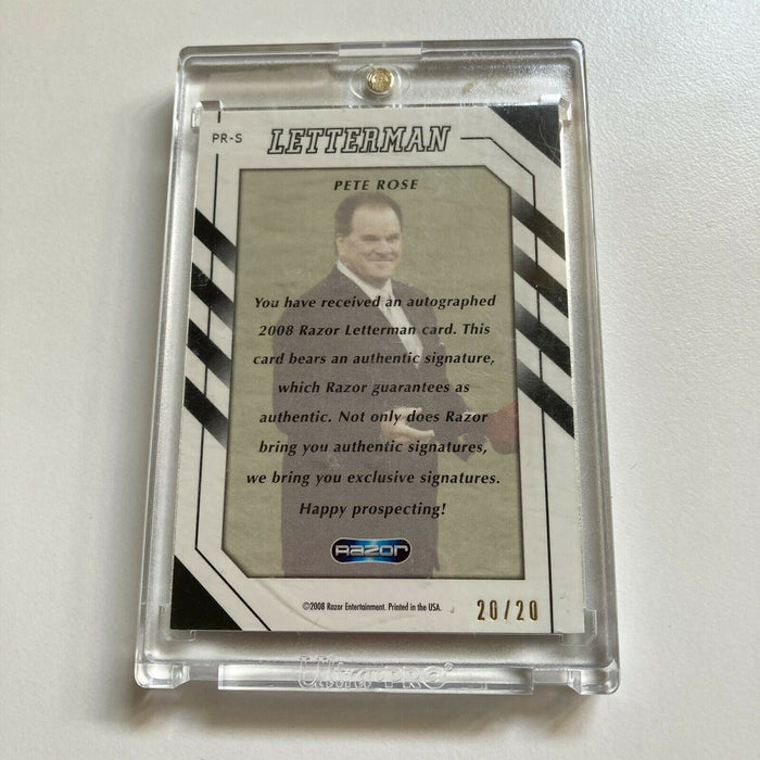 2008 Razor Letterman Pete Rose Auto #20/20 Patch Signed Baseball Card