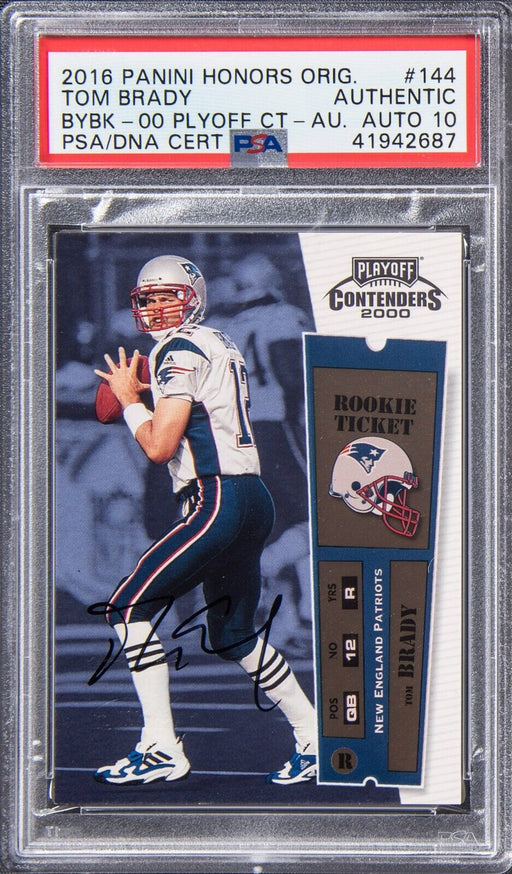2000 Playoff Contenders Tom Brady #144 Rookie Autograph 2016 Buyback PSA Auto 10