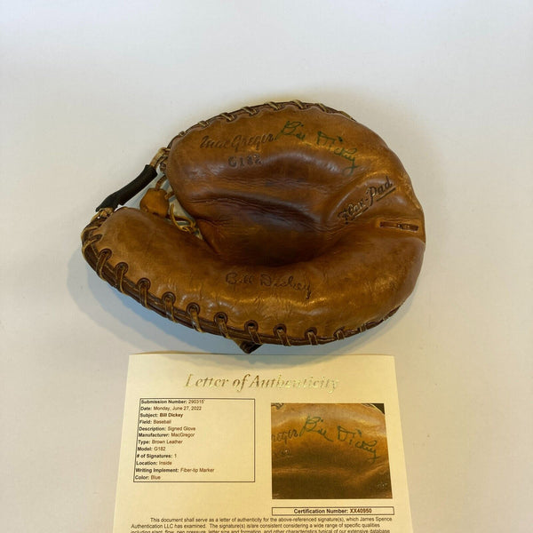 Bill Dickey Signed 1940's Game Model Baseball Glove Catchers Mitt JSA COA