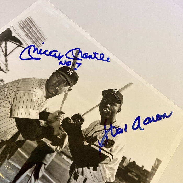 Mickey Mantle & Hank Aaron Signed 8x10 Photo JSA Graded 9 MINT