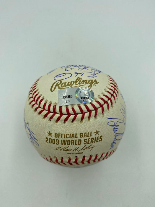 Mint 2009 Yankees Team Signed World Series Baseball Derek Jeter Rivera Steiner