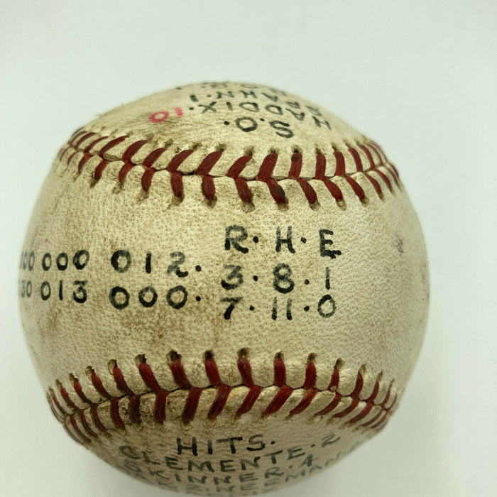 Harvey Haddix Game Used Final Pitch Victory Baseball Win #6 June 17 1962 Pirates