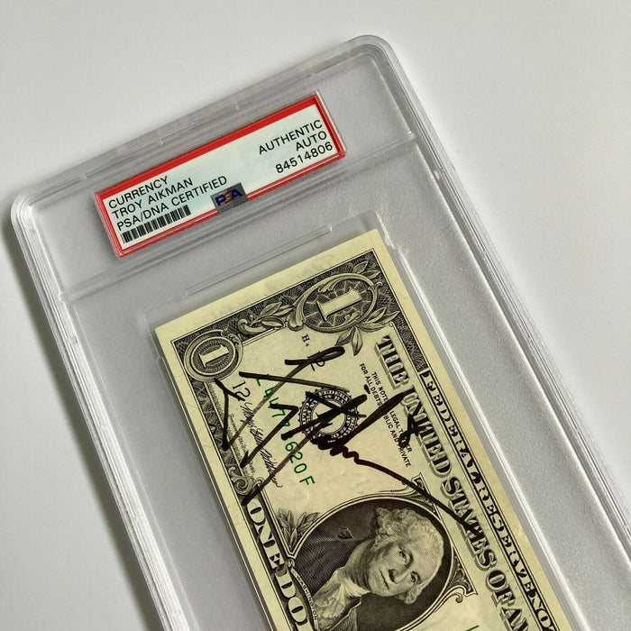 Troy Aikman Signed Autographed $1 One Dollar Bill PSA DNA COA NFL