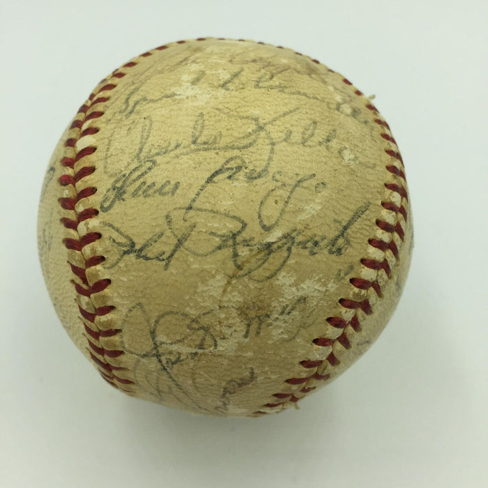 1965 Yankees Old Timers Day Signed Baseball Joe Dimaggio Lefty Grove PSA