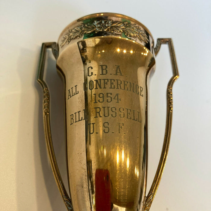 Bill Russell Pre Rookie 1954 NCAA Basketball Trophy W/ Bill Russell COA